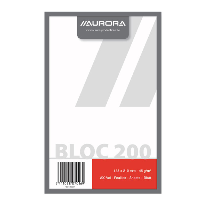 Kladblok Aurora 135x210mm blanco 200 vel 45gr