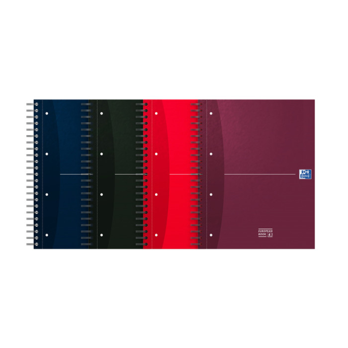 Collegeblok Oxford Office Essential Europeanbook A4+ 4gaats 120pag ass