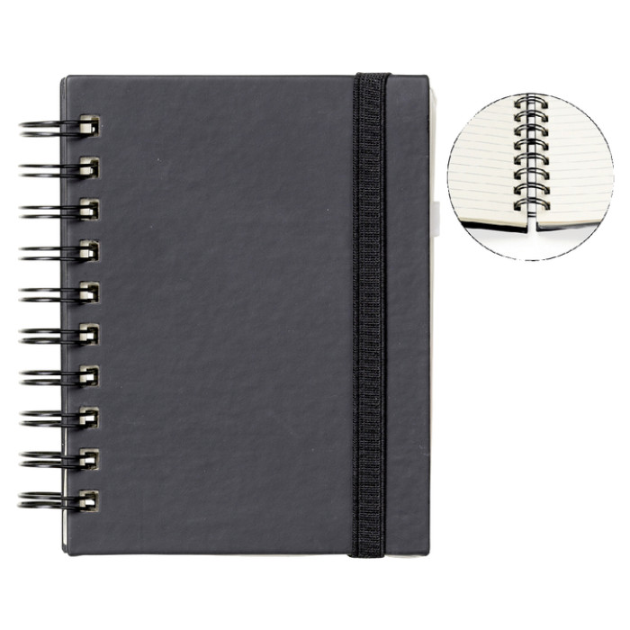 Notitieboek Quantore A6 spiraal lijn 192 pagina's 80gr zwart