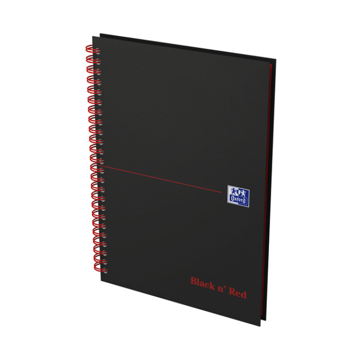 Spiraalblok Oxford Black n' Red A5 lijn 140 pagina's 80gr