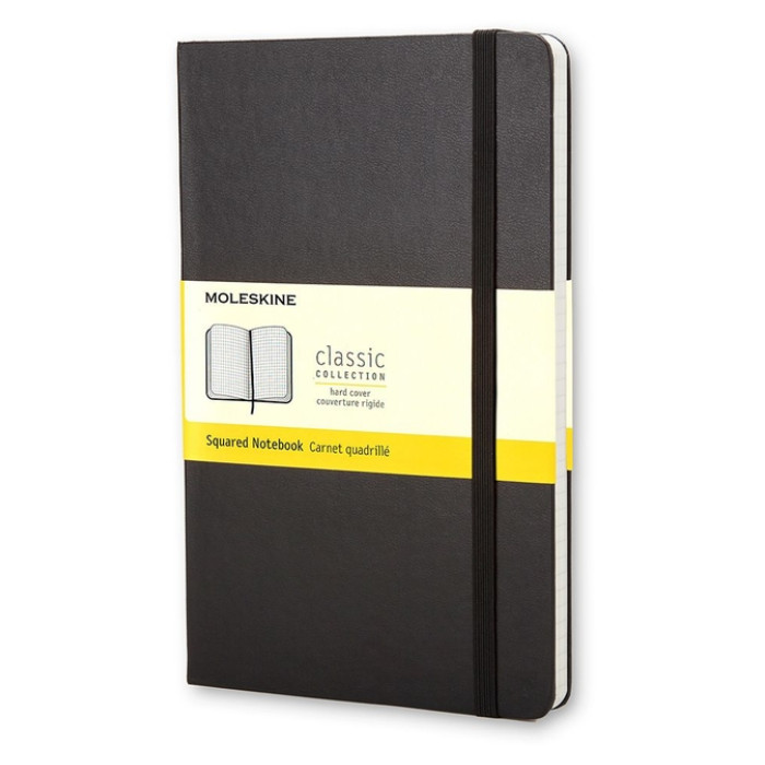 Notitieboek Moleskine large 130x210mm ruit 5x5 hard cover zwart
