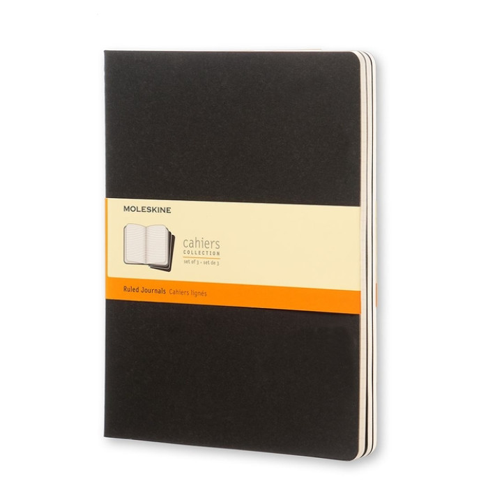 Schrift Moleskine 190x250mm lijn 240 pagina's 70gr zwart set à 3 stuks