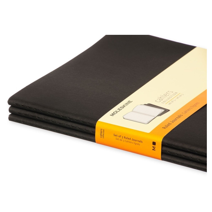 Schrift Moleskine 190x250mm lijn 240 pagina's 70gr zwart set à 3 stuks