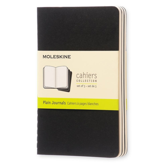 Schrift Moleskine 90x140mm blanco 240 pagina's 70gr zwart set à 3 stuks