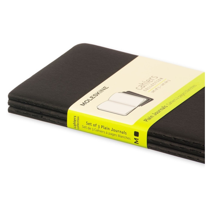 Schrift Moleskine 90x140mm blanco 240 pagina's 70gr zwart set à 3 stuks