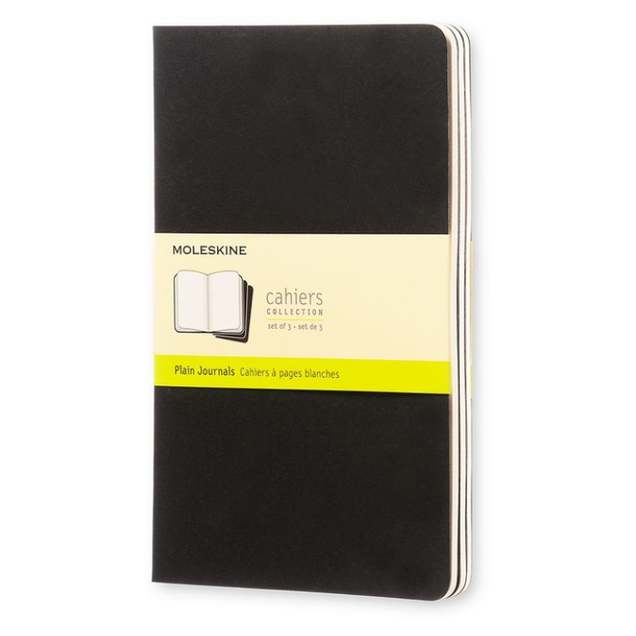 Schrift Moleskine 130x210mm blanco 160 pagina's 70gr zwart set à 3 stuks
