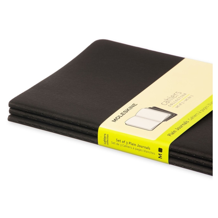 Schrift Moleskine 130x210mm blanco 160 pagina's 70gr zwart set à 3 stuks