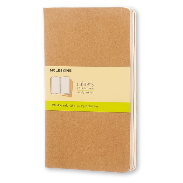 Schrift Moleskine 130x210mm blanco 160 pagina's 70gr kraft set à 3 stuks