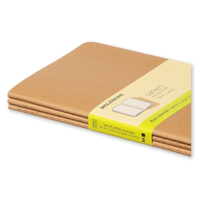 Schrift Moleskine 130x210mm blanco 160 pagina's 70gr kraft set à 3 stuks