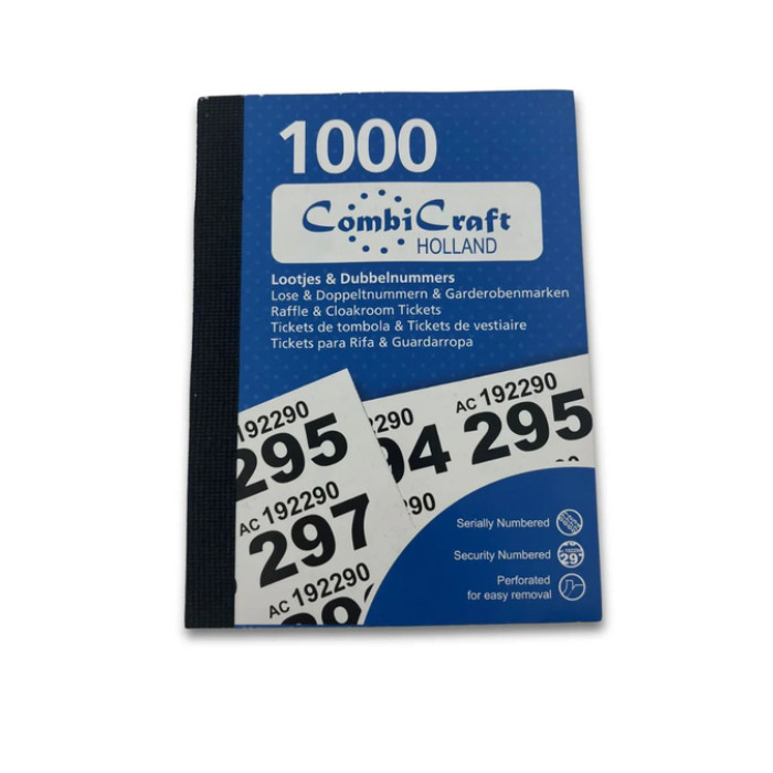 Nummerblok 1-1000 assorti 6 stuks