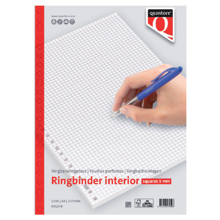 Interieur Quantore A4 23-gaats ruit 5mm 100vel