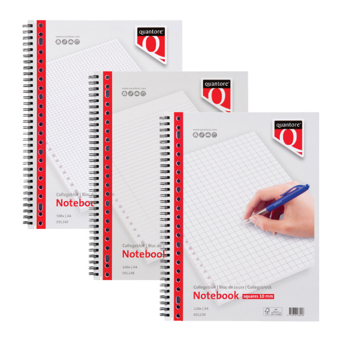 Collegeblok Quantore A4 lijn 23-gaats 4 tabs 200 pagina's 70gr