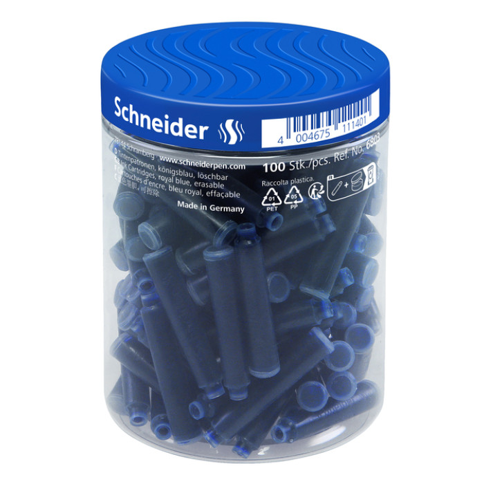 Inktpatroon Schneider din koningsblauw pot à 100 stuks
