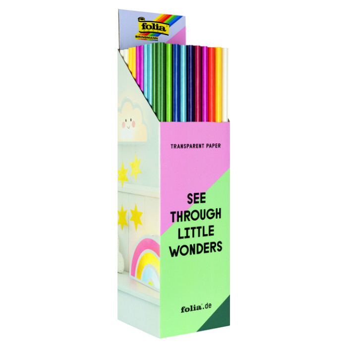 Transparant papier Folia 70x100cm 42gr assorti kleuren