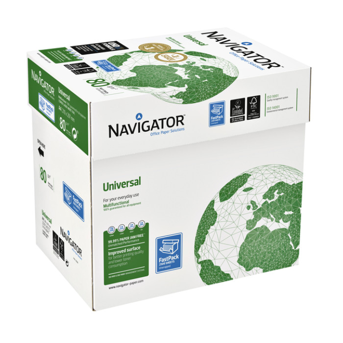Kopieerpapier Navigator Universal Nonstop A4 80gr wit 2500 vel