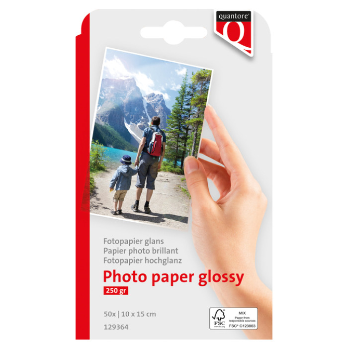 Fotopapier Quantore 10x15cm glans 50 vel 250gr