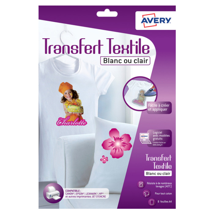 T-shirt transfer Avery C9405-8 A4 8 vel