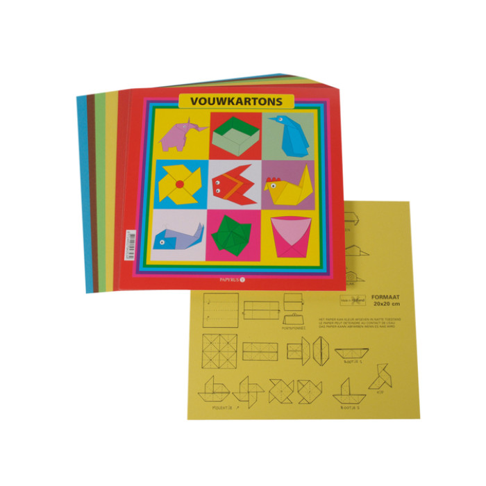 Vouwkarton vierkant 20x20cm 105gram assorti 40 vel