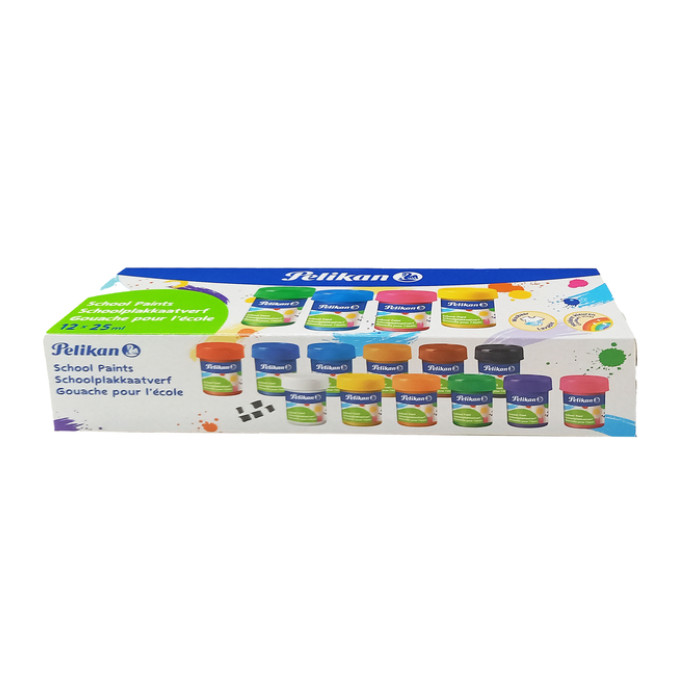 Plakkaatverf Pelikan 25ml assorti doos à 12 potjes
