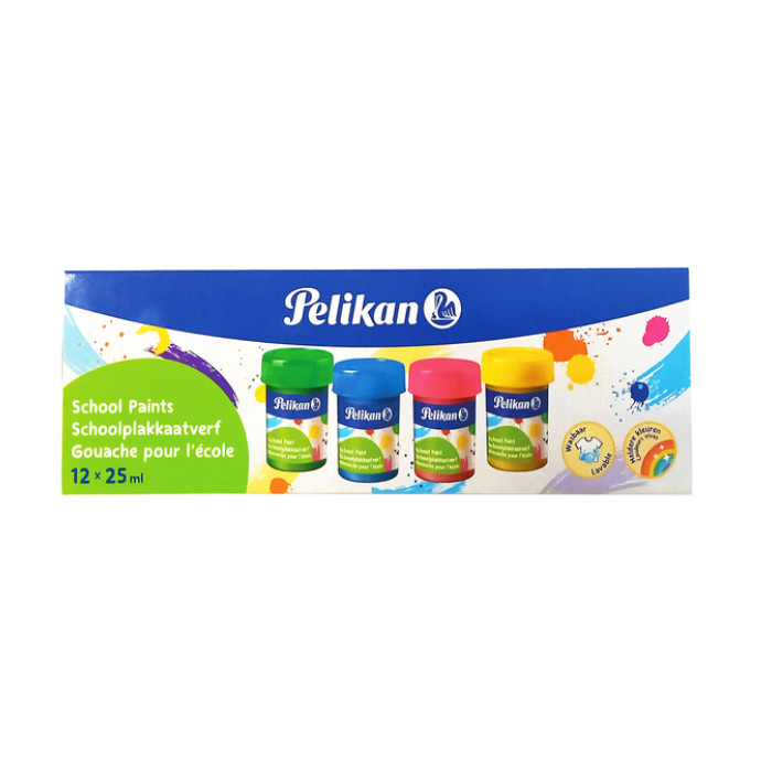 Plakkaatverf Pelikan 25ml assorti doos à 12 potjes