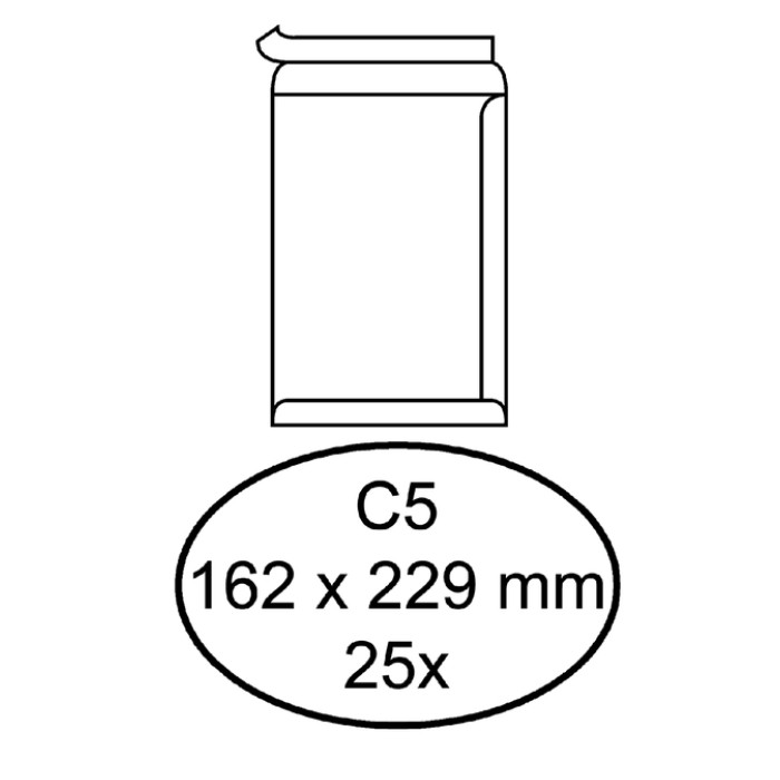 Envelop Quantore akte C5 162x229mm zelfklevend wit 25 stuks