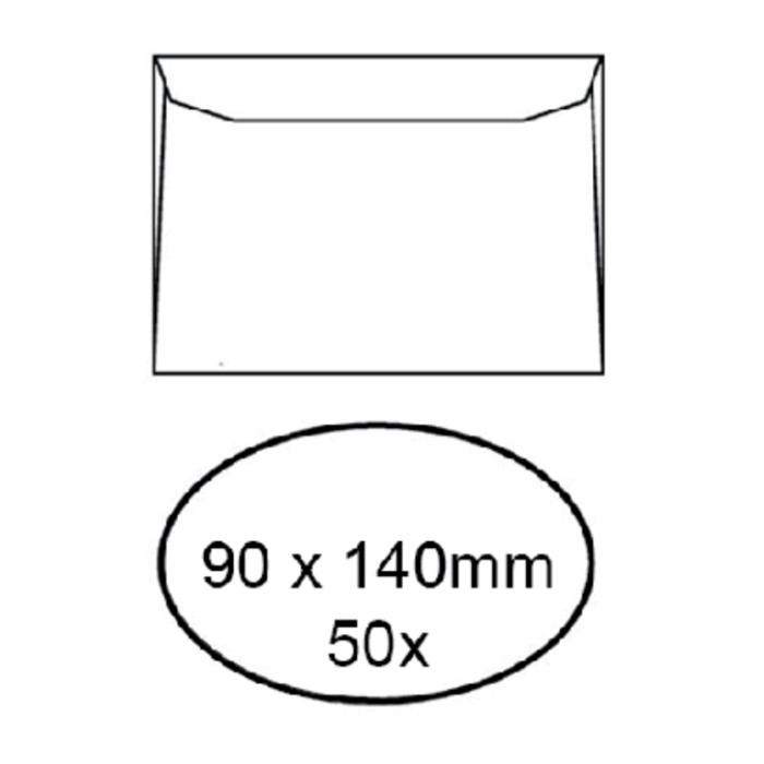 Envelop Quantore voor visitekaartjes 90x140mm 95gr wit 50 stuks