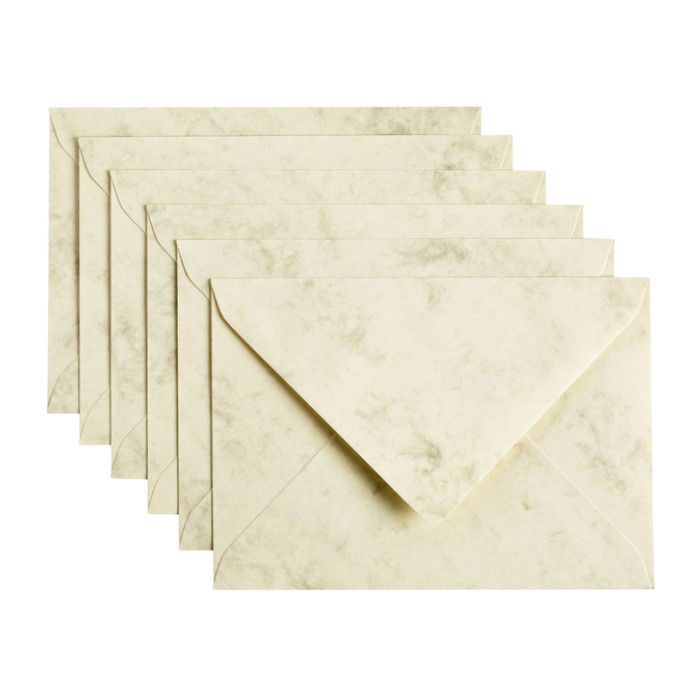 Envelop Papicolor C6 114x162mm marble ivoor pak à 6 stuks
