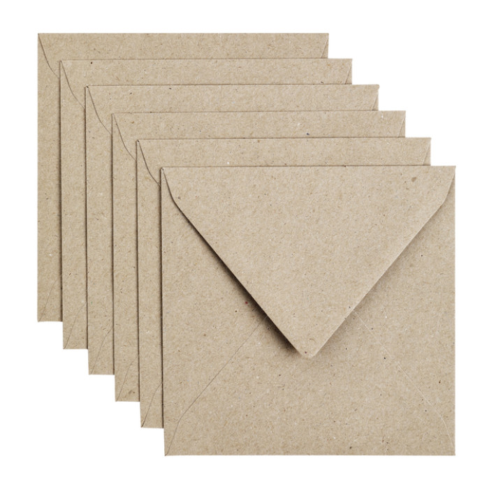 Envelop Papicolor 140x140mm kraft grijs pak à 6 stuks