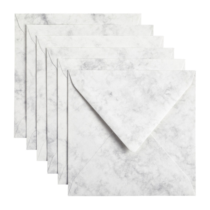 Envelop Papicolor 140x140mm marble grijs pak à 6 stuks