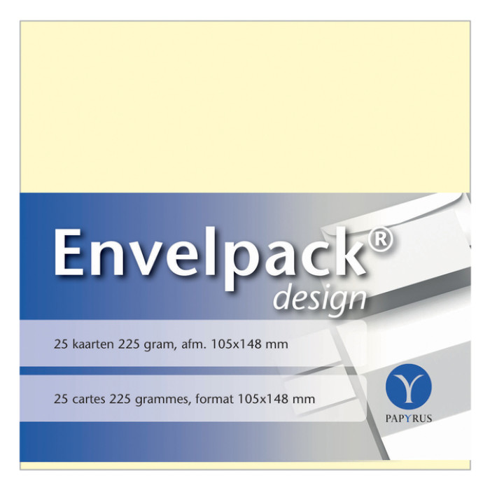 Enkele kaart Papyrus Envelpack Design A6 105x148mm ivoor 894420 set van 25