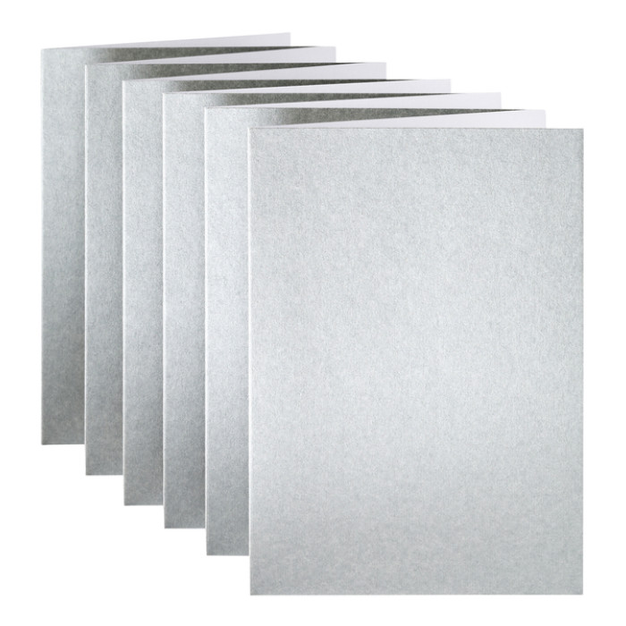Correspondentiekaart Papicolor dubbel 105x148mm metallic zilver pak à 6 stuks