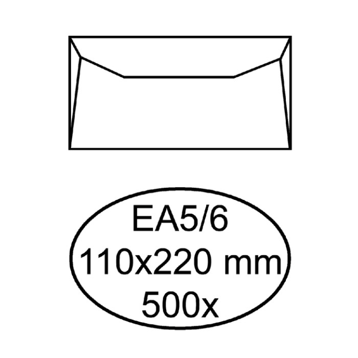Envelop Hermes bank EA5/6 110x220mm gegomd wit doos à 500 stuks