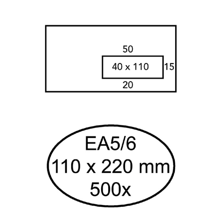 Envelop Hermes EA5/6 110x220mm venster 4x11rechts zelfklevend 500 stuks