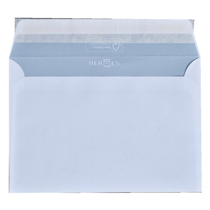 Envelop Hermes bank C6 114x162mm zelfklevend wit pak à 50 stuks
