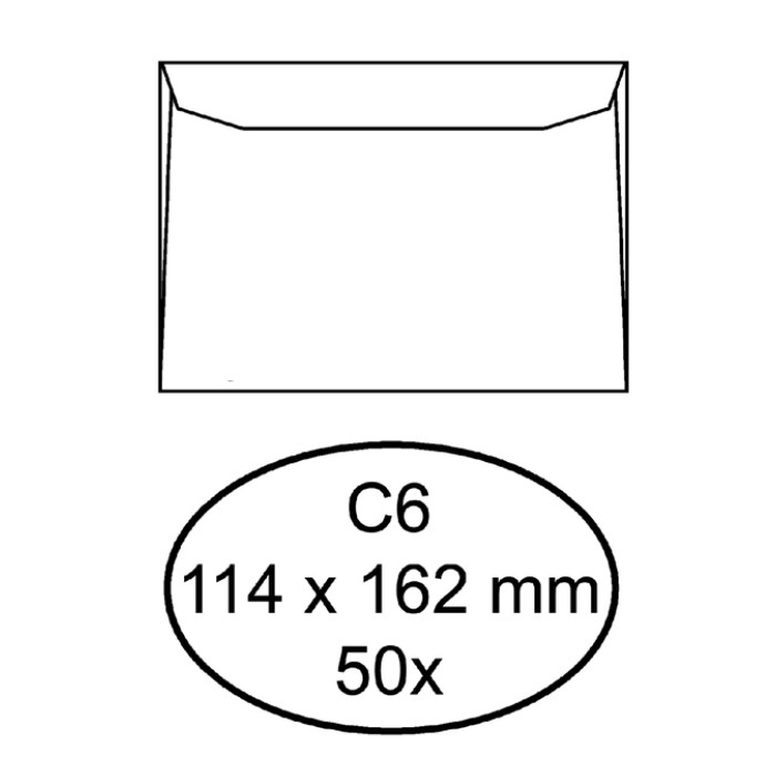 Envelop Hermes bank C6 114x162mm zelfklevend wit pak à 50 stuks