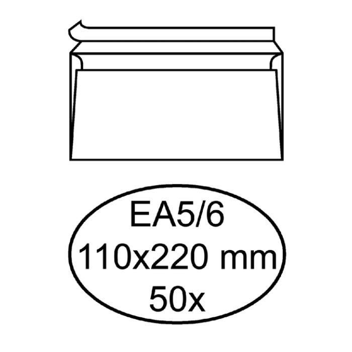 Envelop Hermes bank EA5/6 110x220mm zelfklevend wit pak à 50 stuks