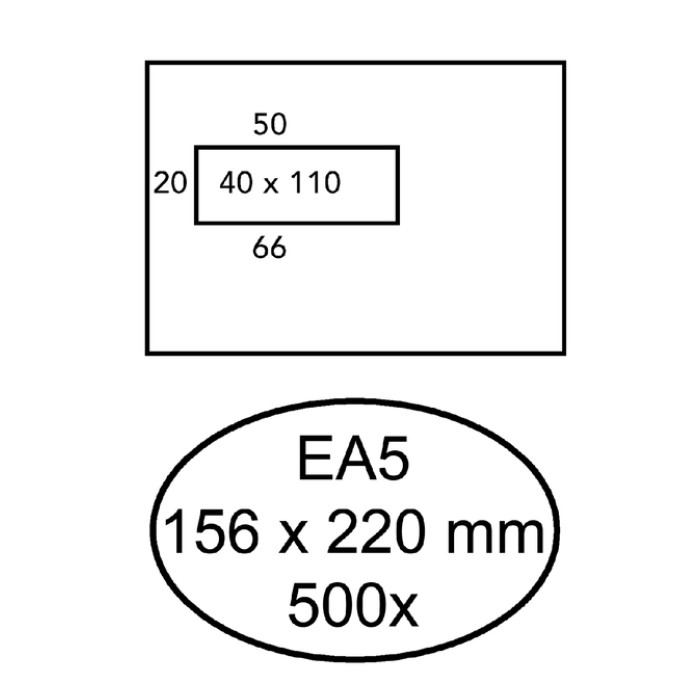 Envelop Hermes EA5 156x220mm venster 4X11links 500 stuks