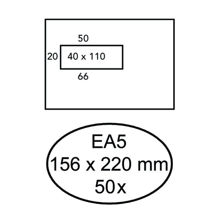 Envelop Hermes EA5 156x220mm venster 4x11links zelfklevend 50 stuks