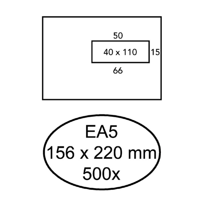 Envelop Hermes EA5 156x220mm venster 4x11 rechts zelfklevend 500 stuks