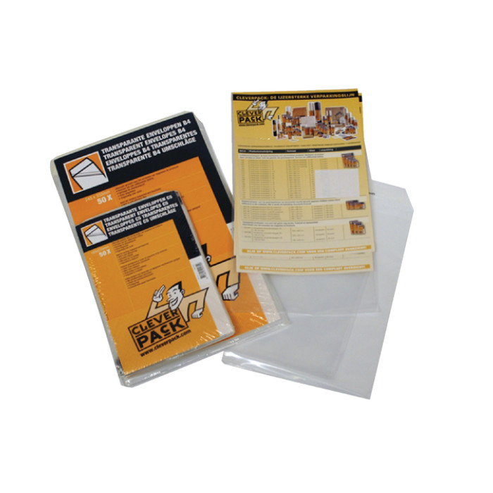 Envelop CleverPack akte A4 220x300mm zelfklevend transparant 50 stuks
