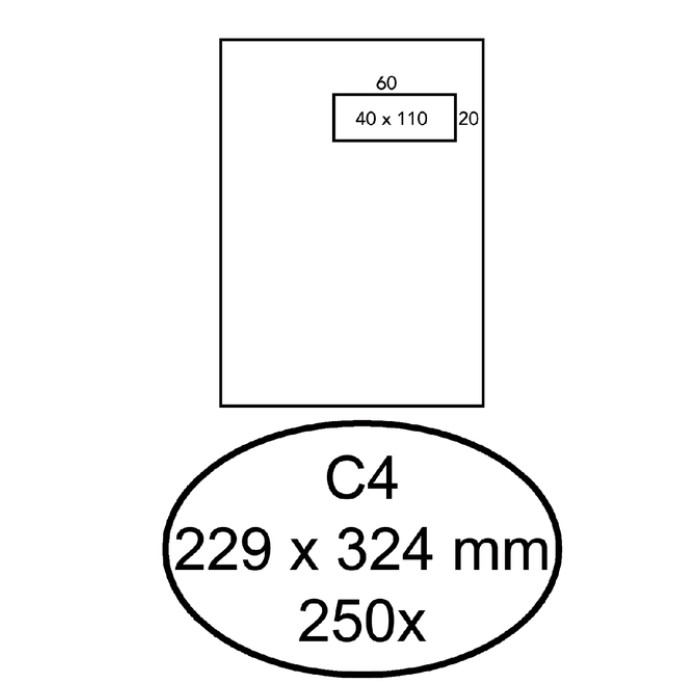 Envelop Quantore C4 229x324mm venster 4x11cm rechts zelfklevend 250st