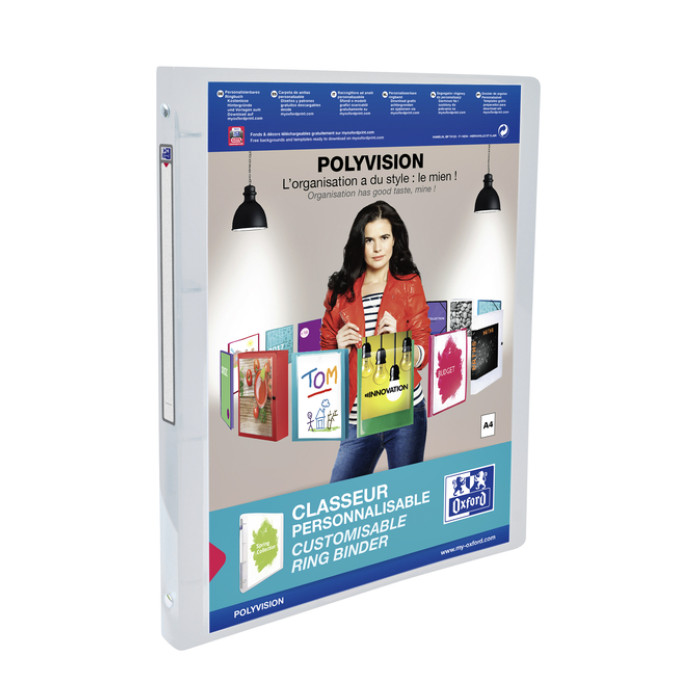 Presentatieringband Oxford Polyvision A4 4-rings O-mechaniek 20mm transparant
