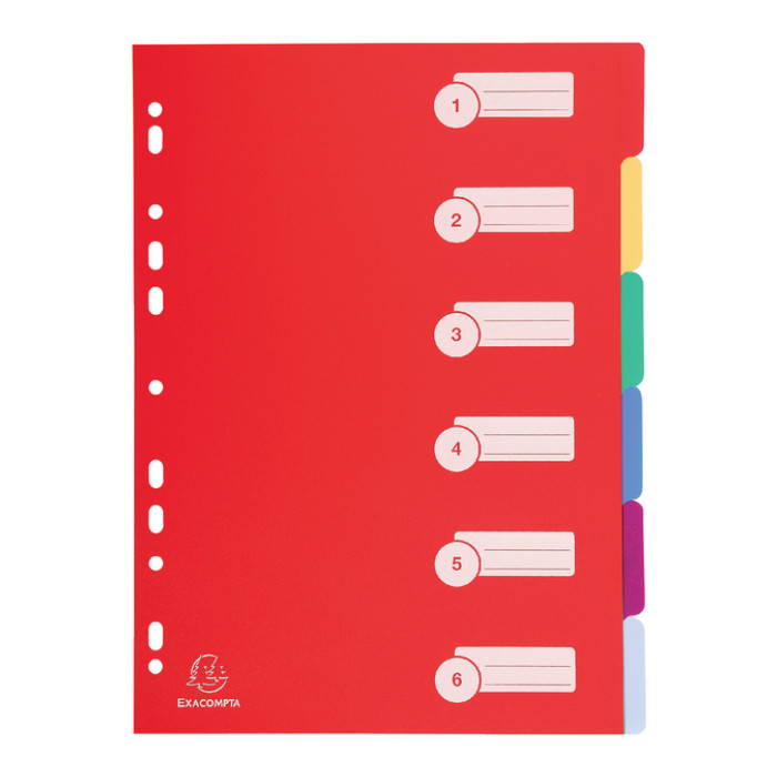 Tabbladen Exacompta 225x297mm 11-gaats 6-delig assorti PP