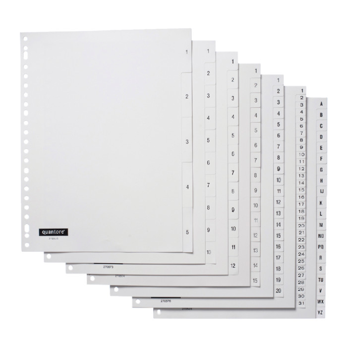 Tabbladen Quantore 23-gaats 1-20 genummerd wit PP