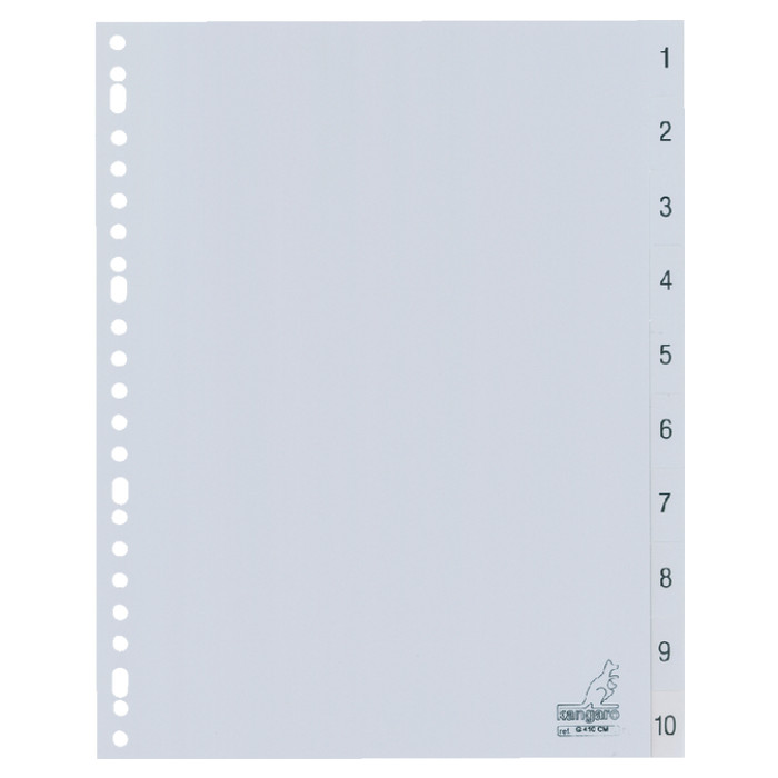 Tabbladen Kangaro 23-gaats G410CM 1-10 genummerd grijs PP