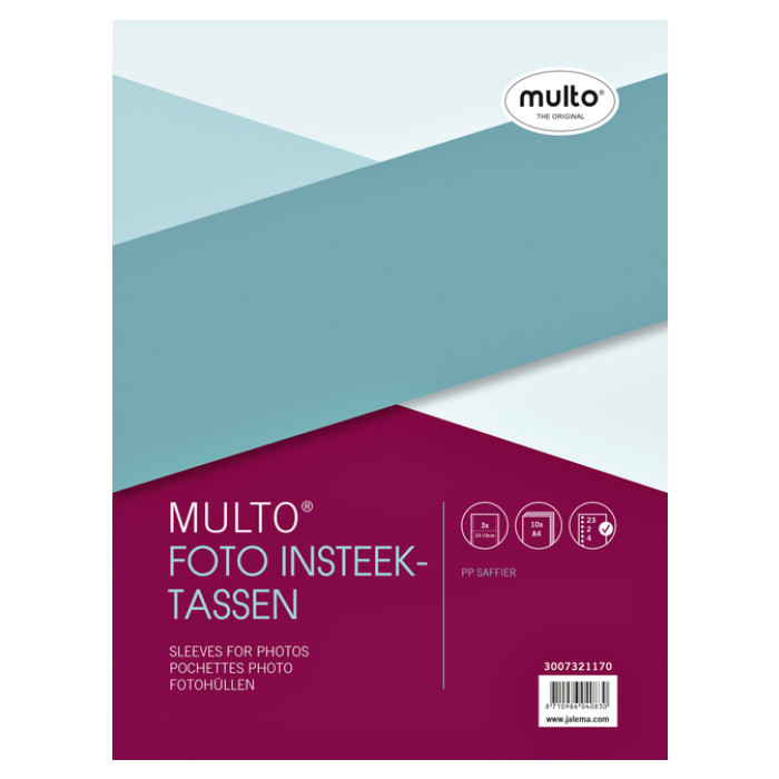 Fototas Multo A4 23-gaats 3-vaks 10x15cm + schrijfstrook PP transparant 10 stuks
