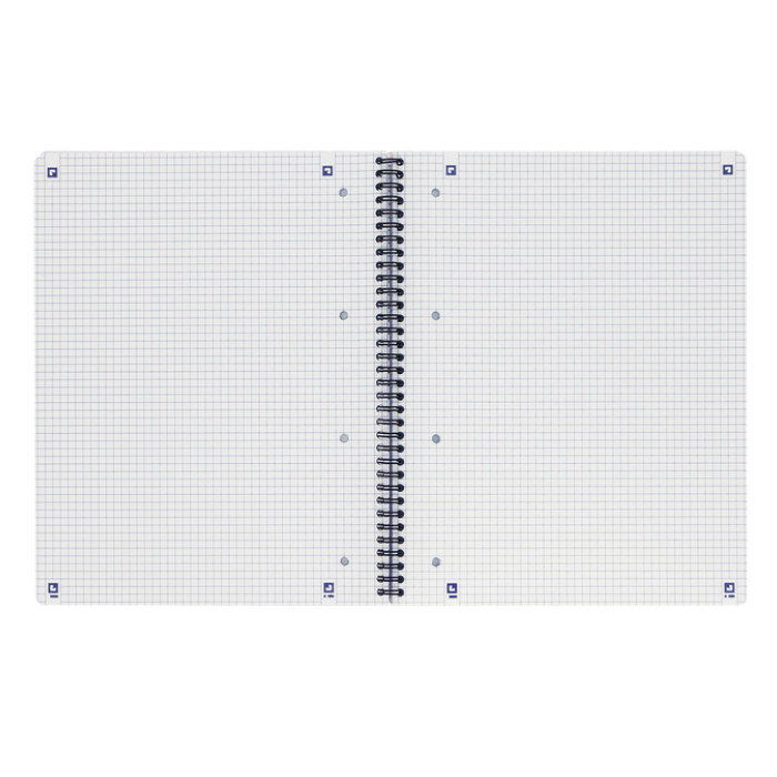 Collegeblok Oxford A4+ ruit 5x5mm 4-gaats 180 pagina's 80gr zwart