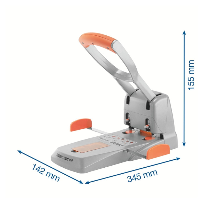 Perforator Rapid Supreme Heavy Duty HDC150/2 2-gaats 150 vel zilver/oranje