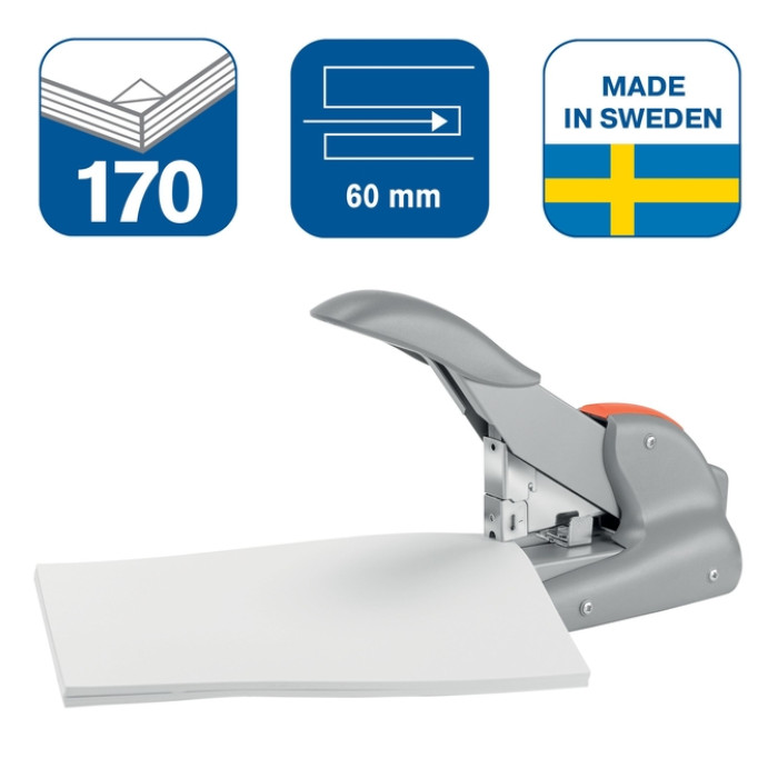 Nietmachine Rapid Supreme DUAX Heavy Duty 170 vel zilver/oranje
