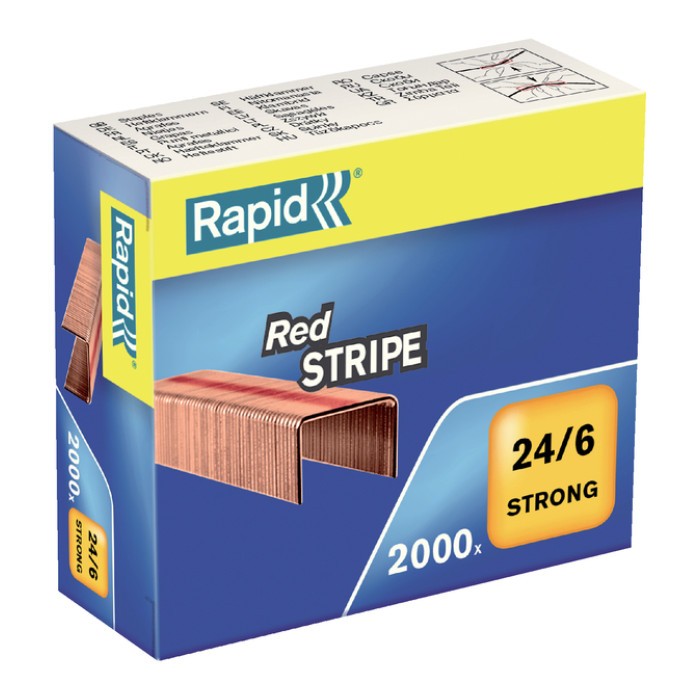Nieten Rapid Nieten Rapid 24/6 verkoperd red stripe 2000 stuks